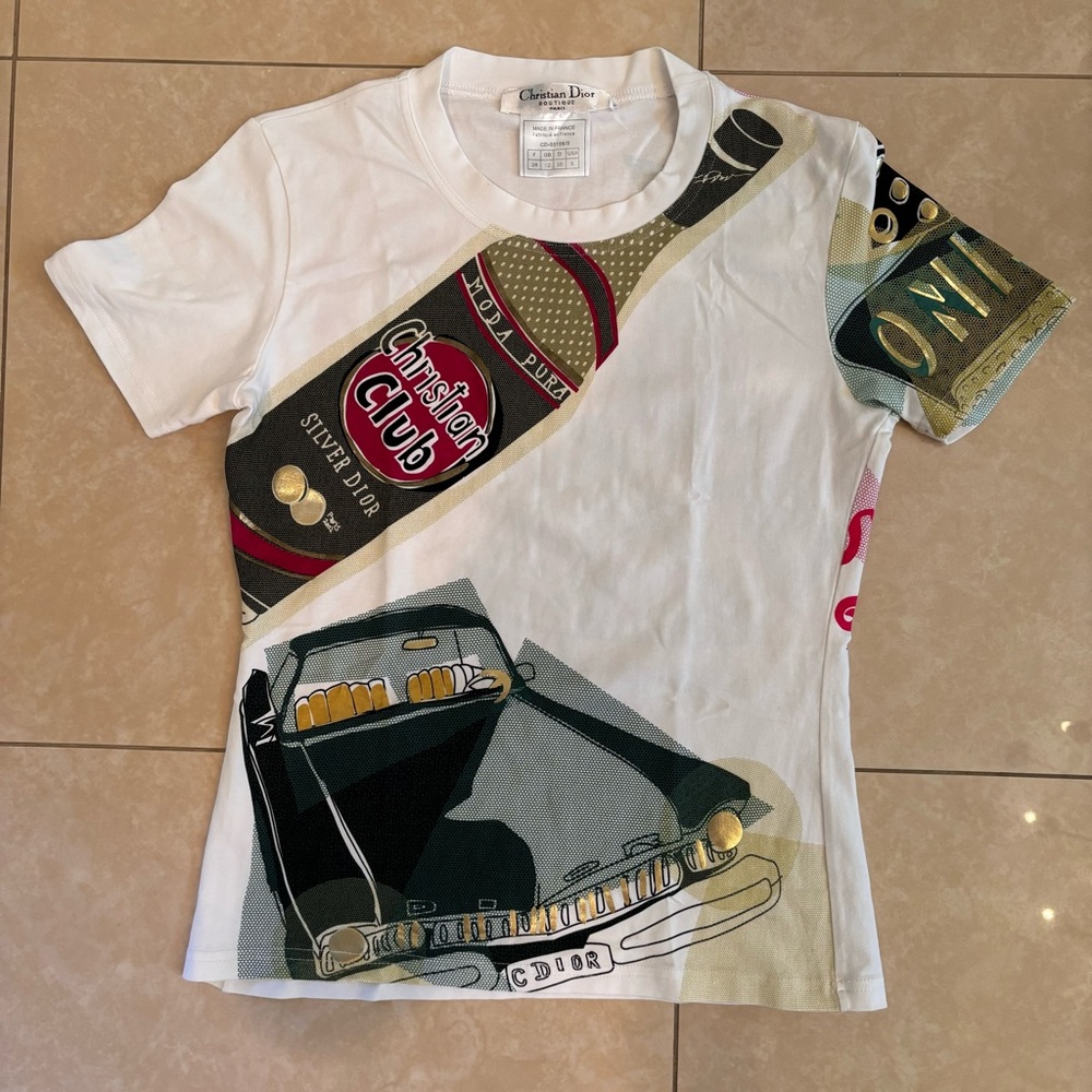 Dior White Graphic Short Sleeve Tee
